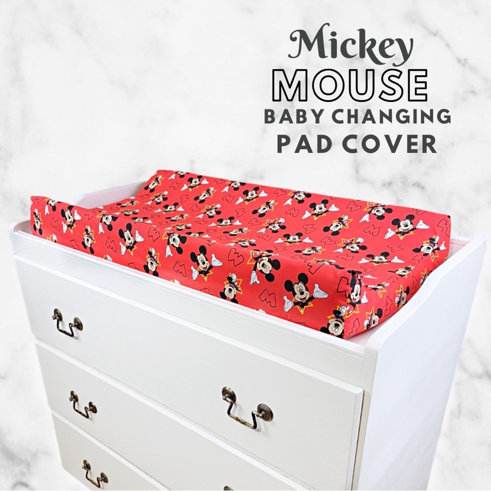 Disney Mickey Mouse Contoured Changing Pad Cover - Baby Boy Girl Nursery Decor